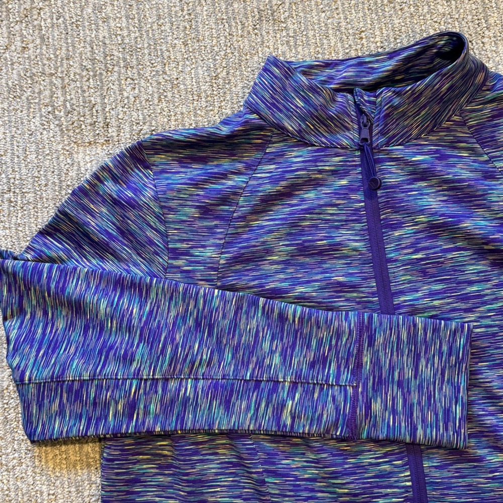 Livi Active Women Purple Space Dye Full Zip Jacket Thumbholes Plus Size 18/20 2X